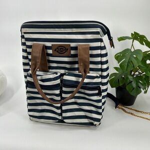 Dickies Navy and White Striped Backpack
